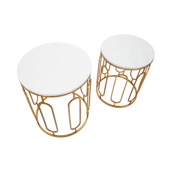 Set di tavolini rotondi con piano effetto marmo 2 pz ø 46 cm Tory – Mauro Ferretti-image-3