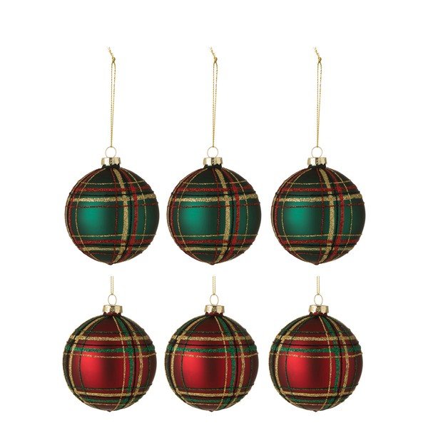 Sada 6 skleněných vánočních ozdob J-Line Traditional