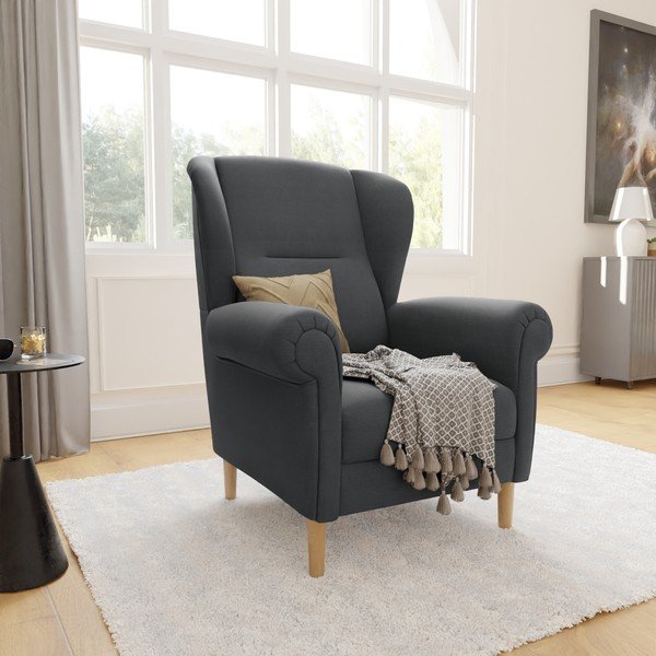 Poltrona con braccioli grigio scuro Swan – Ropez-image-3