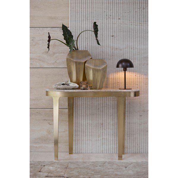 Tavolo consolle color bronzo/grigio tortora con piano in marmo 40x110 cm Giulio – Light & Living-image-1