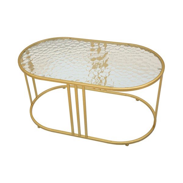 Tavolino da salotto bianco/dorato con piano in vetro 50x90 cm Antalia – Mauro Ferretti-image-2