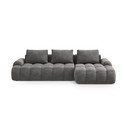 Divano angolare grigio allungabile/con contenitore (con penisola a destra/con chaise lounge) con rivestimento in velluto Linz – Cosmopolitan Design