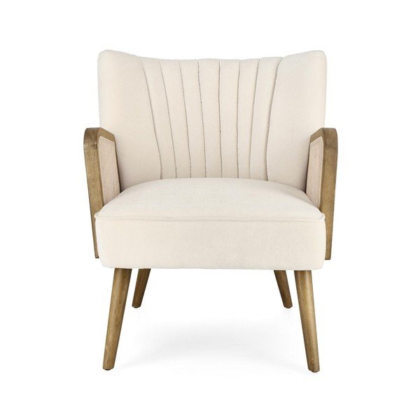 Poltrona beige con rivestimento in velluto Virna – Bizzotto-image-2