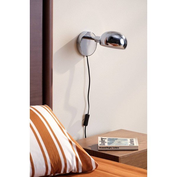 Lampada da parete color argento lucido in acciaio con alimentazione a corrente con struttura flessibile Lincon – Jotex-image-1