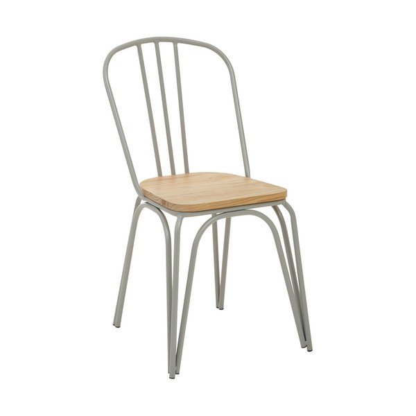 Sedia da pranzo grigia/di colore naturale in olmo massiccio District – Premier Housewares