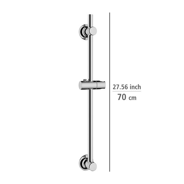 Asta per doccia senza foratura color argento lucido in acciaio inox con supporto scorrevole 70 cm – Wenko-image-2