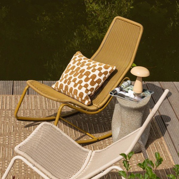 Poltrona da esterno beige in rattan artificiale Tom – WOOOD-image-1
