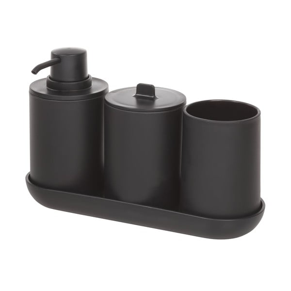 Set di accessori da bagno in plastica nera Cade - iDesign