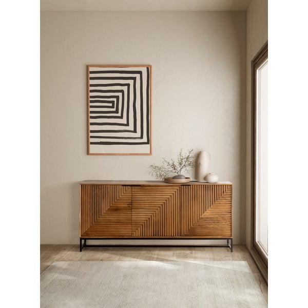 Cassettiera di colore naturale in mango massiccio 170x79x40 cm Nereida – MOME-image-1