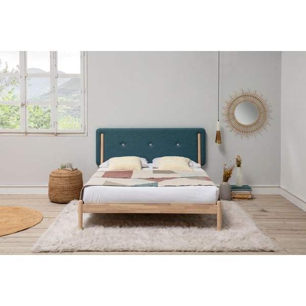 Letto in legno con testiera blu turchese , 160 x 200 cm Annie - Marckeric-image-1