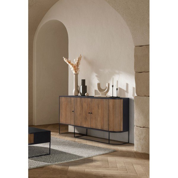 Credenza di colore naturale in mango massiccio 165x90x40 cm Curve – MOME-image-1