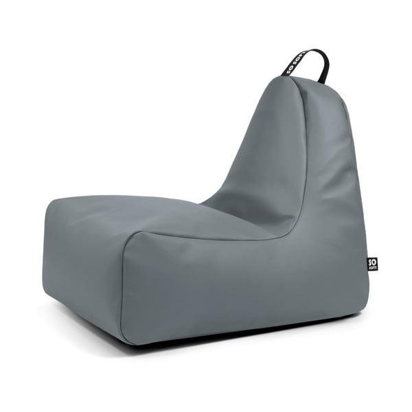 Pouf a sacco per bambini grigio con rivestimento in finta pelle Chill M – So Soft?