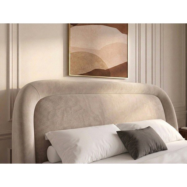 Letto matrimoniale imbottito beige con contenitore con rete inclusa 180x200 cm Sam – Bobochic Paris-image-2