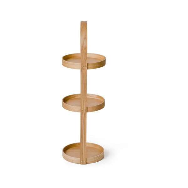 Supporto da bagno in legno di quercia Round Caddy , 3 ripiani Mezza - Wireworks-image-3