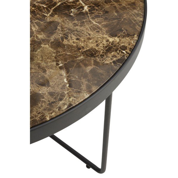 Tavolino da salotto rotondo marrone in acciaio ø 80 cm Gellina – Ellos Home-image-2