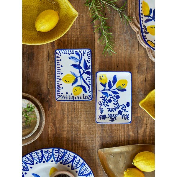 Set di piatti da dolce bianchi/blu in gres 2 pz Maxima – Bloomingville-image-2