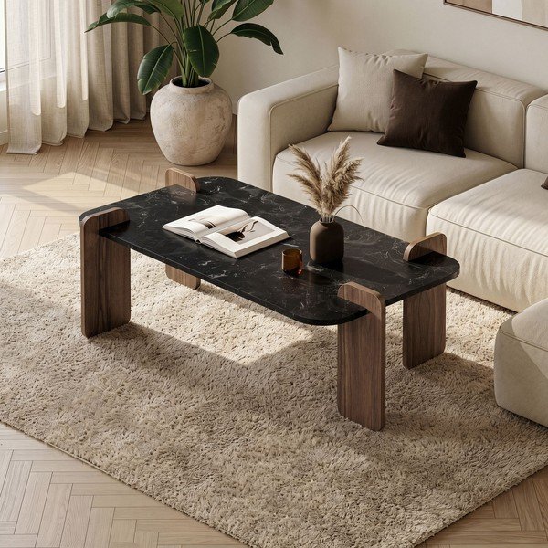 Tavolino da salotto nero 60x120 cm Renard – Nordure-image-2
