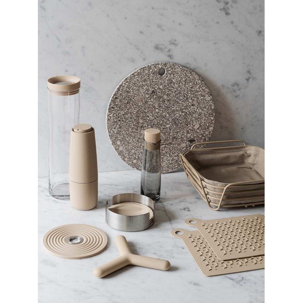 Set di 2 bottiglie per aceto e olio con coperchio in silicone crema - Blomus-image-1