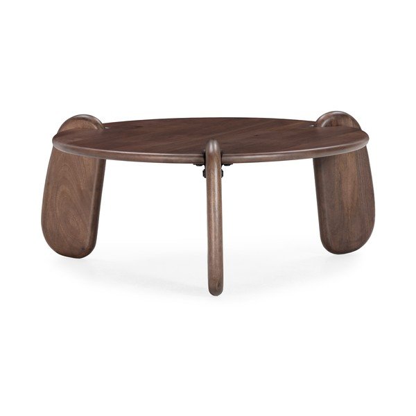 Tavolino da salotto rotondo marrone scuro in mango massiccio ø 80 cm Tamira – MOME