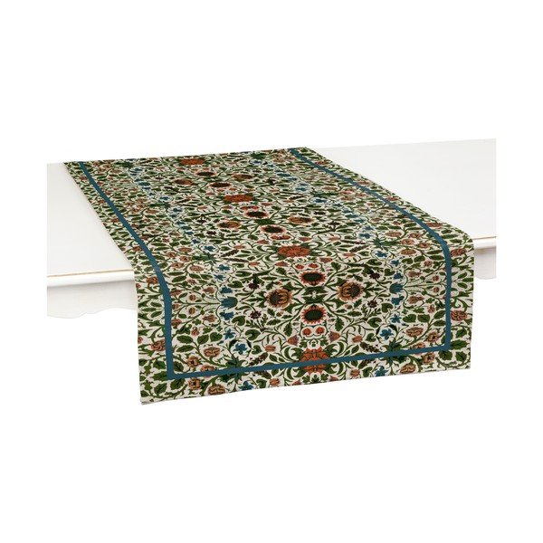 Runner da tavola verde con lino , 45 x 140 cm Williams Garden - Tierra Bella