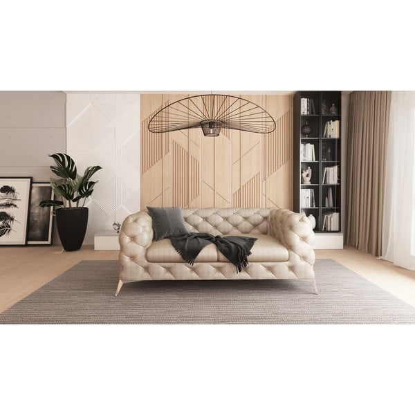 Divano beige con rivestimento in velluto 185 cm Chelsea – Ropez-image-1