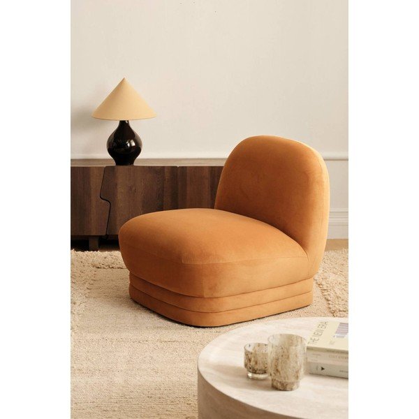 Poltrona arancione con rivestimento in velluto Cocos – Ellos Home-image-1