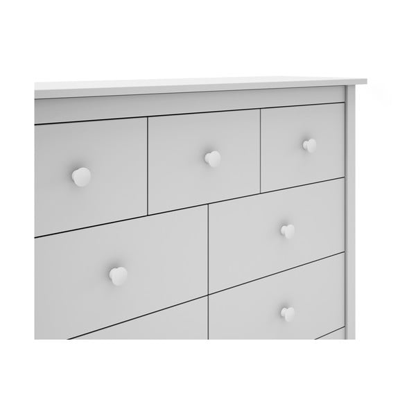 Cassettiera bassa bianca per bambini in legno di pino 110x80 cm Max - Marckeric-image-1