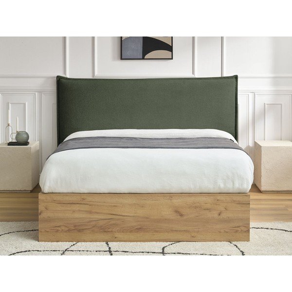 Letto matrimoniale imbottito/in truciolato verde imbottito con contenitore con rete inclusa 180x200 cm Charlie – Bobochic Paris-image-4