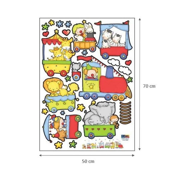 Adesivo murale Treno di animali da circo, 120 cm - Ambiance-image-2