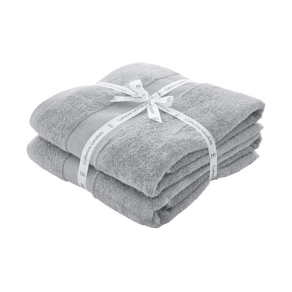 Set di asciugamani tipo terry grigio chiaro in cotone 2 pz 90x140 cm Anti-Bacterial – Catherine Lansfield