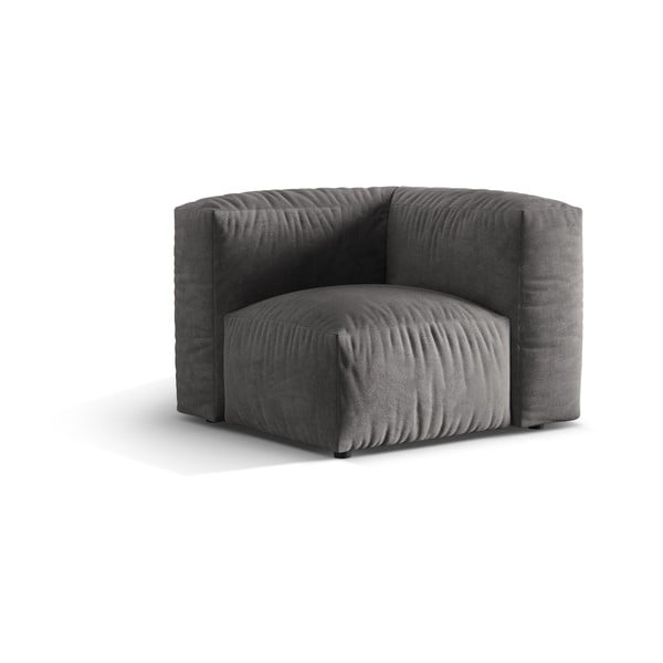 Parte divano componibile grigio (con composizione variabile) con rivestimento in velluto Martina – Micadoni -image-1