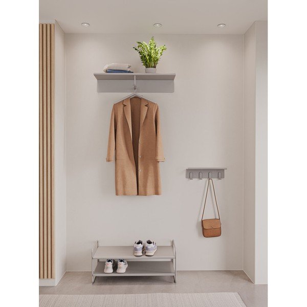 Attaccapanni da parete grigio chiaro in acciaio con scaffale 11,5 cm A-Hallway – Zone-image-1