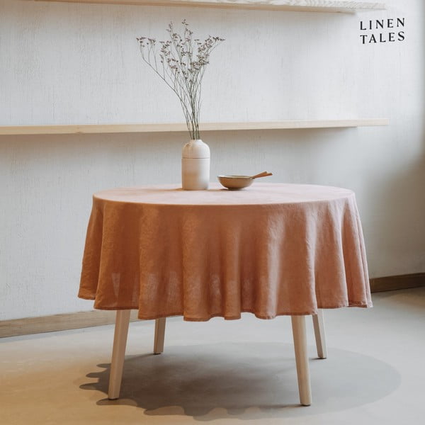 Tovaglia di lino ø 230 cm Cafe Creme - Linen Tales