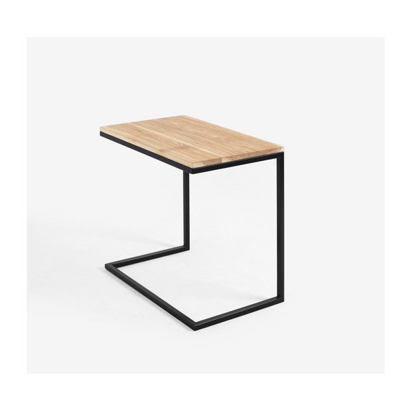 Tavolo con base nera e piano in rovere massiccio Lupe - CustomForm-image-4