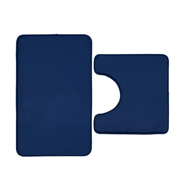 Set di tappetini per il bagno blu scuro in memory foam 2 pz per WC 50x80 cm Anti-Bacterial – Catherine Lansfield