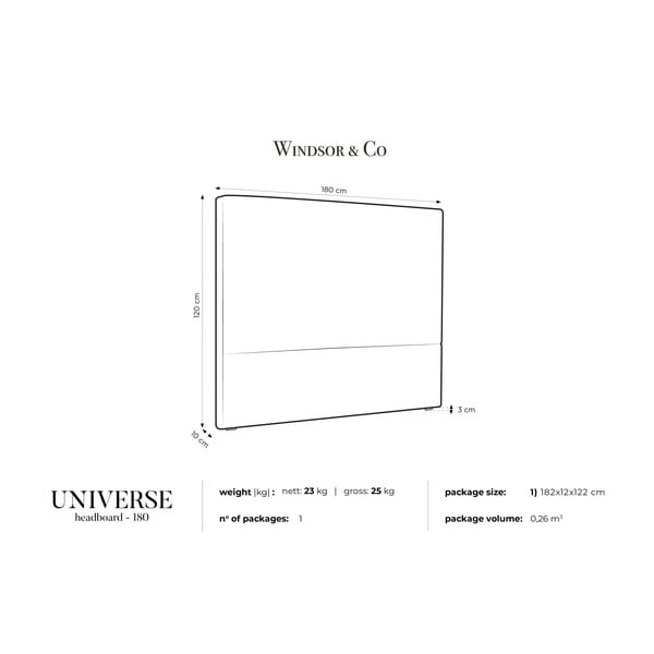 Testata nera UNIVERSE, 180 x 120 cm - Windsor & Co Sofas-image-3