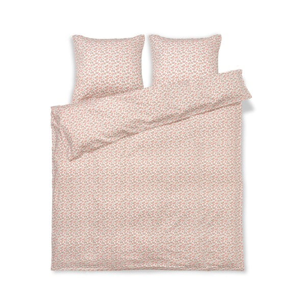 Biancheria da letto matrimoniale in cotone sateen bianco e rosa 200x220 cm Pleasantly - JUNA
