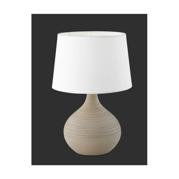 Lampada da tavolo bianco-marrone in ceramica e tessuto, altezza 29 cm Martin - Reality-image-4