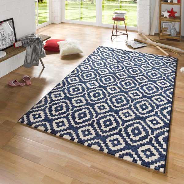 Modrý koberec Mint Rugs Diamond Ornamental, 80 x 150 cm-image-1