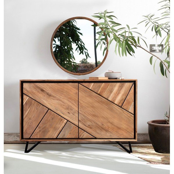 Armadietto di colore naturale in acacia massiccia 120x78x40 cm Ambala – Interia Home & Living-image-1