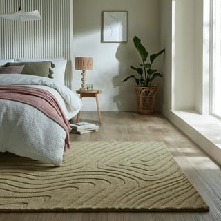 Tappeto in lana color kaki tessuto a mano 200x290 cm Mesmerise Sage - Flair Rugs