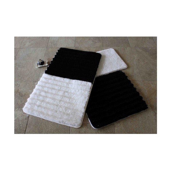 Set di 3 tappetini da bagno in bianco e nero - Foutastic