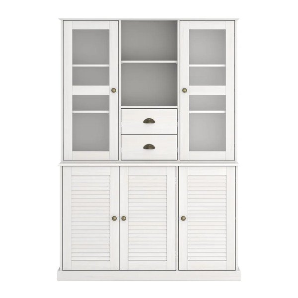 Credenza bianca in pino massiccio 127x180x38 cm Edith – Støraa