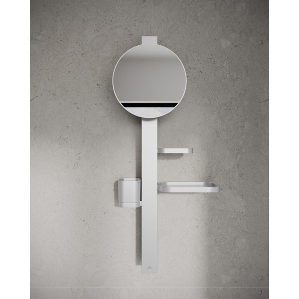 Specchio da parete con ripiano /con appendino ø 20,5 cm ALU+ – Ideal Standard-image-1