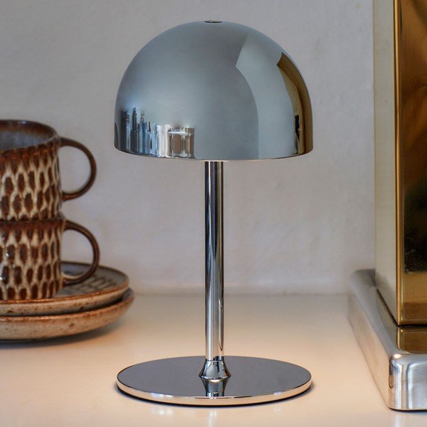 Lampada da tavolo LED argentata con paralume in metallo con telecomando (altezza totale 22 cm) Tim – Sirius-image-1