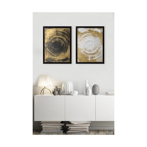 Set di 2 quadri Cerchi dorati - Tablo Center-image-1