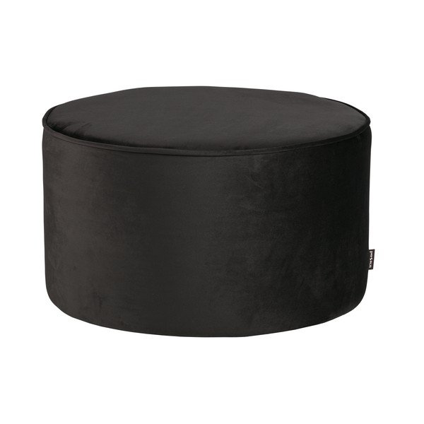Černý sametový puf WOOOD Sara, ⌀ 60 cm