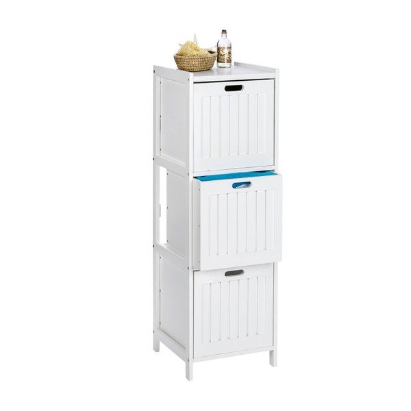 Mobile da bagno in legno bianco con 3 cassetti Oslo - Wenko-image-2