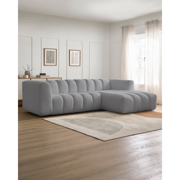 Divano angolare grigio chiaro (penisola a destra/chaise lounge) Talia – Bobochic Paris-image-1