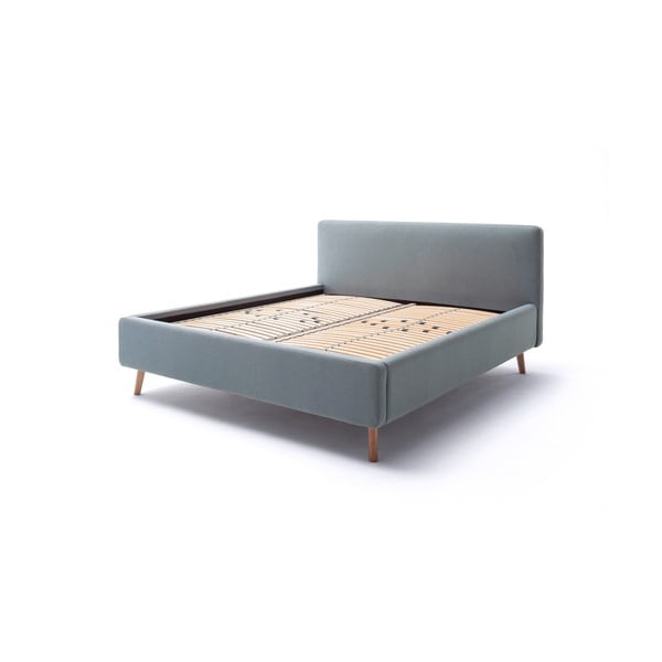 Letto matrimoniale imbottito blu polveroso con contenitore con rete inclusa 180x200 cm Mattis – Meise Möbel-image-2